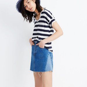 Madewell #J0555 Rigid Denim A-Line Mini Skirt: Pieced Edition - Size: 25